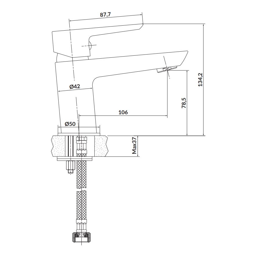 Cersanit S951-047 - Kran do umywalki MILLE 13,4 cm biały + odpływ