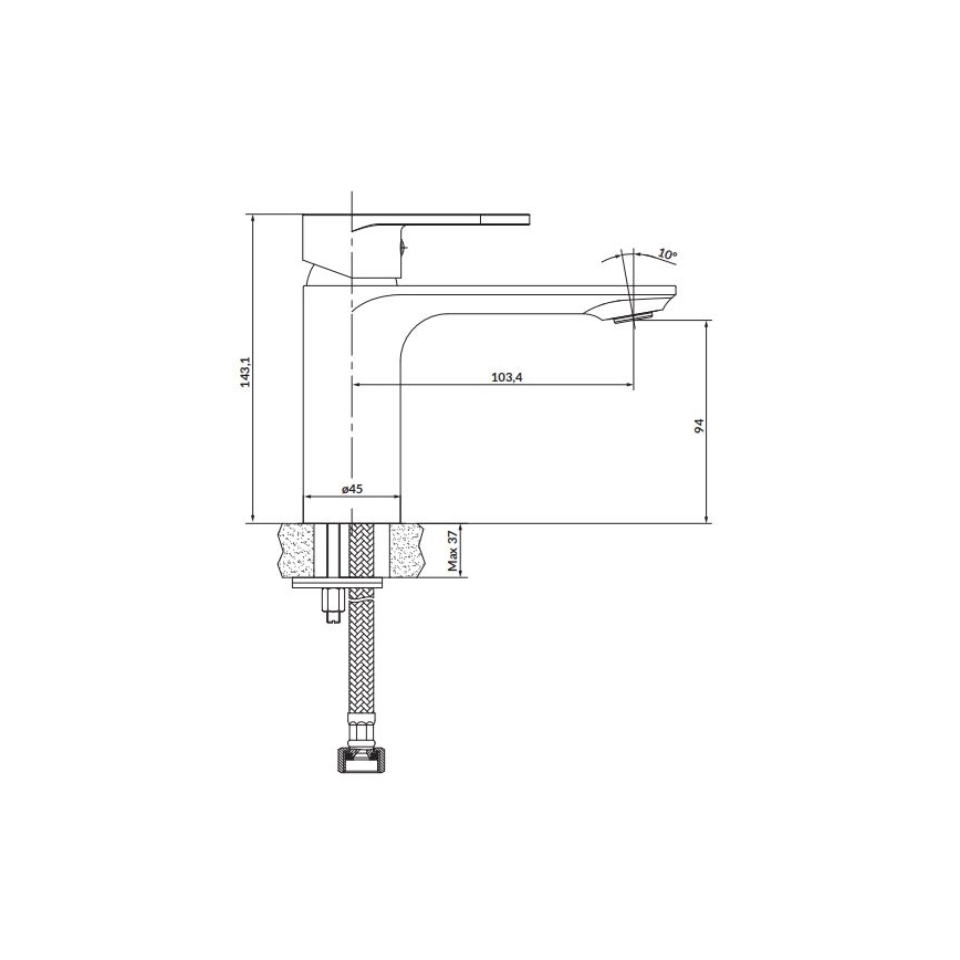 Cersanit S951-328 - Kran do umywalki CREA 14,3 cm chrom błyszczący