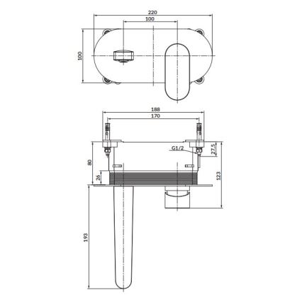 Cersanit S951-330 - Kran do umywalki do montażu podtynkowego CREA chrom błyszczący