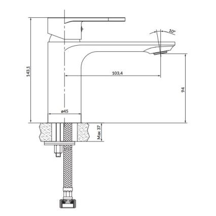 Cersanit S951-331 - Kran do umywalki CREA 14,3 cm czarny