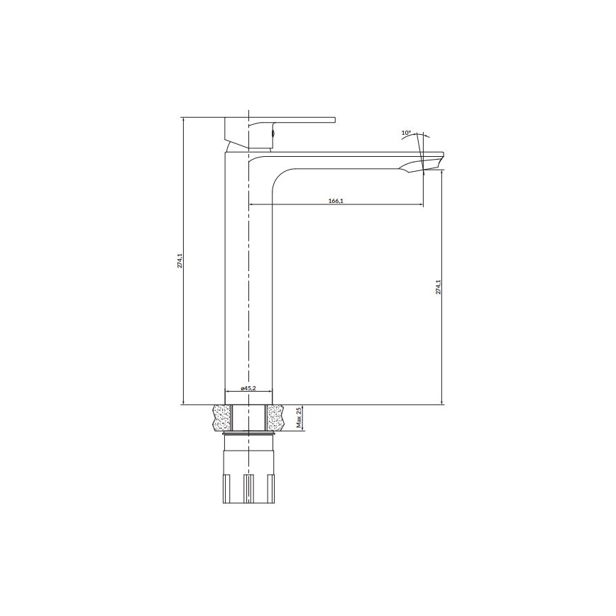 Cersanit S951-332 - Kran do umywalki CREA 27,4 cm czarny