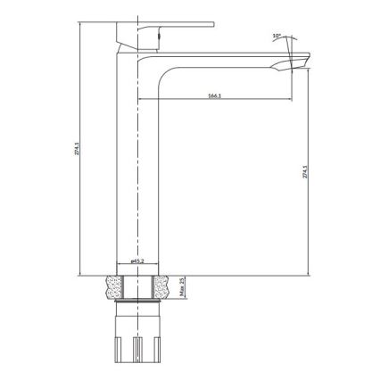 Cersanit S951-335 - Kran do umywalki CREA 27,4 cm nikiel