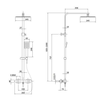 Cersanit S951-341 - Zestaw prysznicowy z baterią termostatyczną CITY, chrom błyszczący