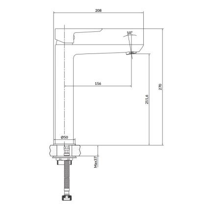 Cersanit S951-354 - Kran do umywalki MILLE 27 cm chrom błyszczący + odpływ