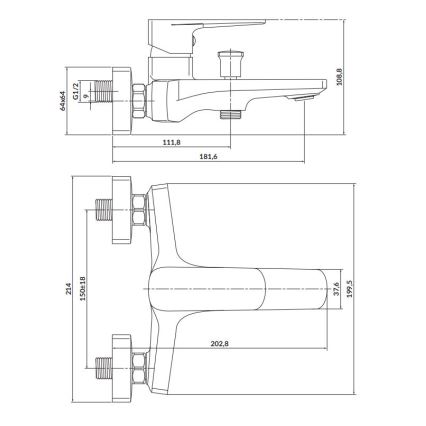 Cersanit S951-377 - Bateria wannowa LARGA chrom błyszczący