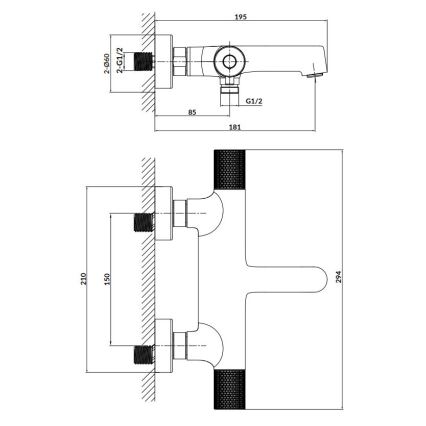 Cersanit S951-563 - Termostatyczna bateria do wanny ZEN chrom błyszczący