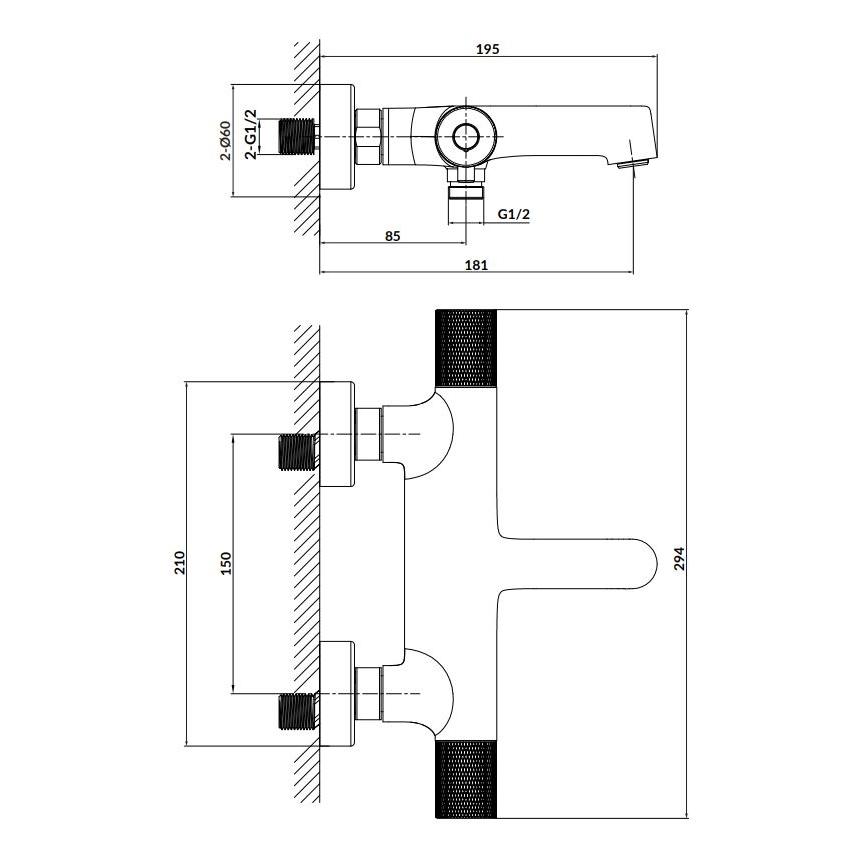 Cersanit S951-563 - Termostatyczna bateria do wanny ZEN chrom błyszczący