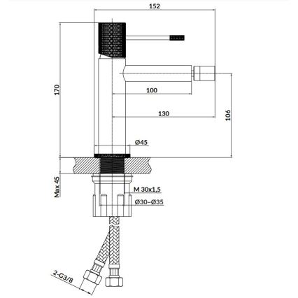 Cersanit S951-574 - Kran do bidetu ZEN chrom błyszczący