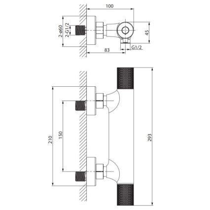 Cersanit S951-582 - Termostatyczna bateria prysznicowa ZEN czarny