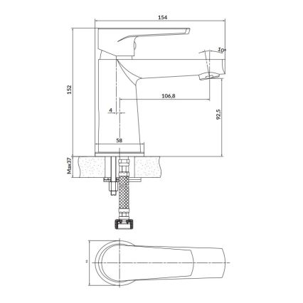 Cersanit S951-584 - Kran do umywalki MODUO 15,2 cm czarny