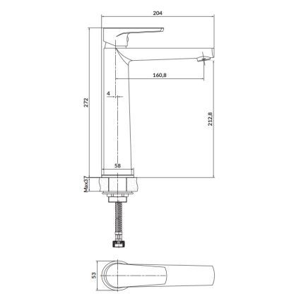 Cersanit S951-585 - Kran do umywalki MODUO 27,2 cm czarny