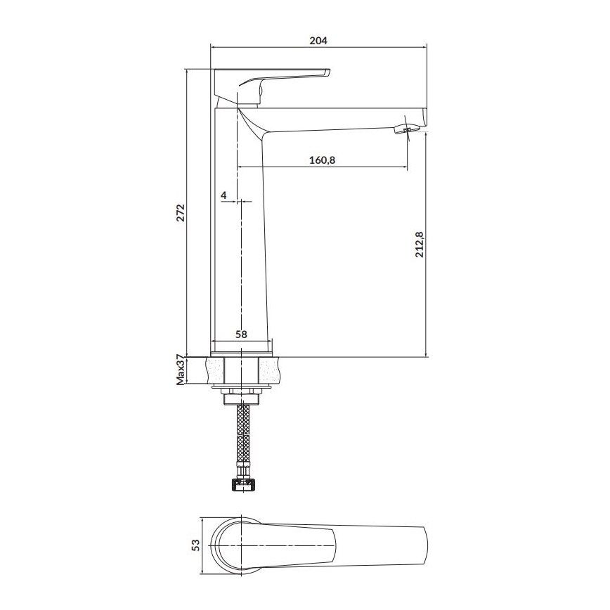 Cersanit S951-585 - Kran do umywalki MODUO 27,2 cm czarny