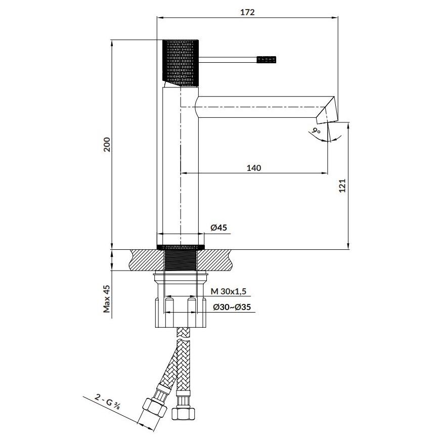 Cersanit S951-598 - Bateria umywalkowa ZEN 20 cm czarna