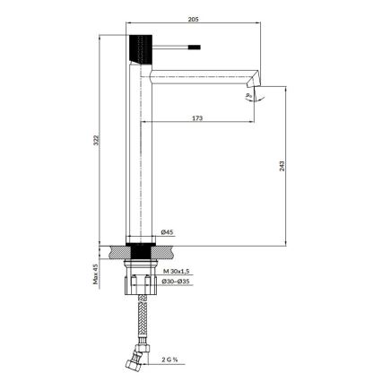 Cersanit S951-599 - Kran do umywalki ZEN 32,2 cm czarny
