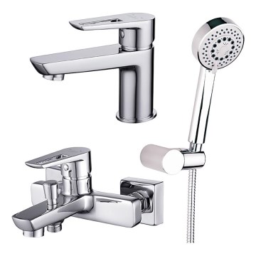 Cersanit S952-003 - Zestaw wannowy z baterią + bateria umywalkowa MILLE chrom błyszczący
