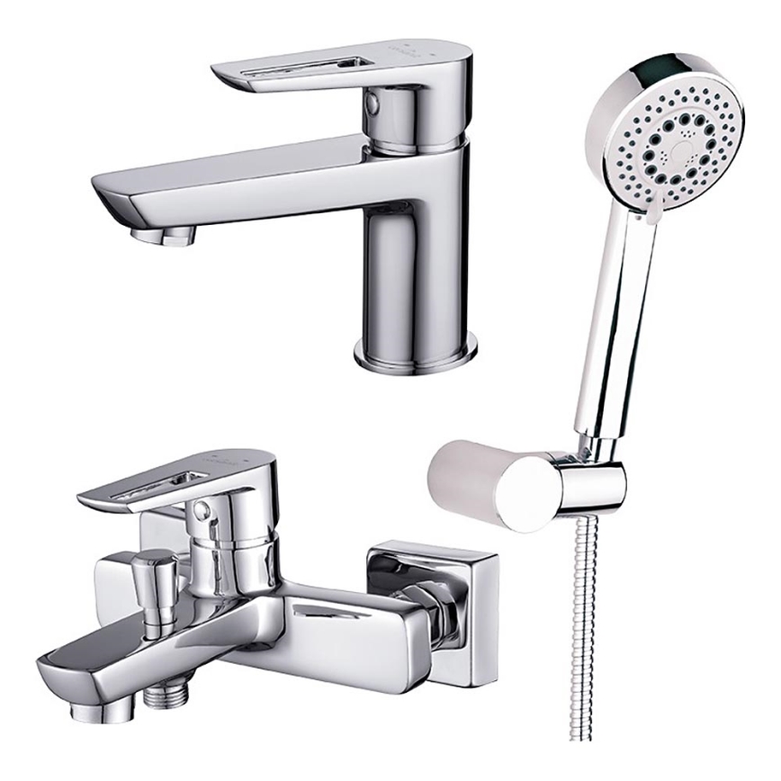 Cersanit S952-003 - Zestaw wannowy z baterią + bateria umywalkowa MILLE chrom błyszczący