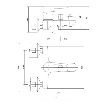 Cersanit S952-003 - Zestaw wannowy z baterią + bateria umywalkowa MILLE chrom błyszczący