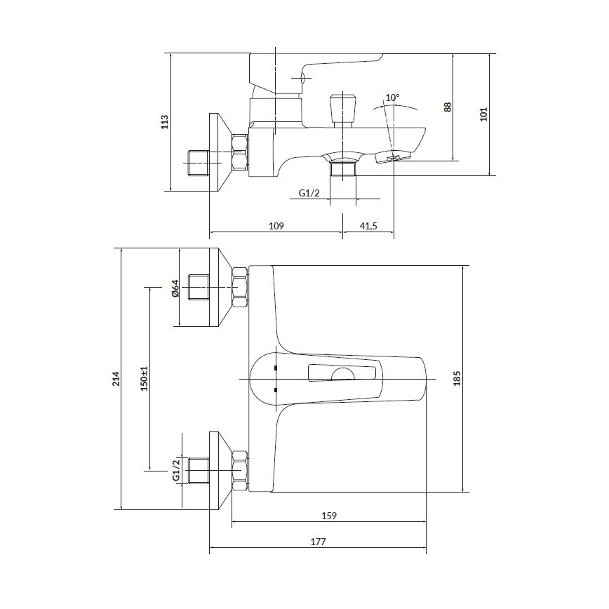 Cersanit S952-003 - Zestaw wannowy z baterią + bateria umywalkowa MILLE chrom błyszczący