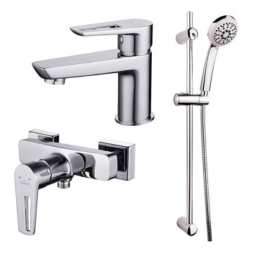 Cersanit S952-004 - Zestaw prysznicowy z baterią + bateria umywalkowa MILLE chrom błyszczący