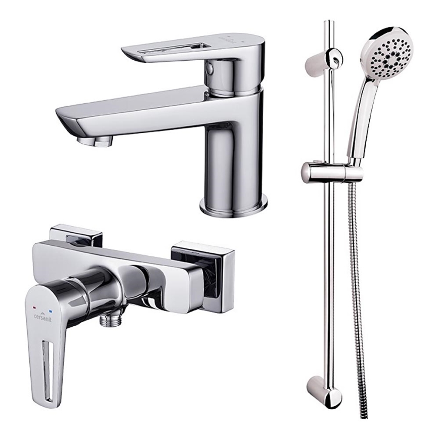 Cersanit S952-004 - Zestaw prysznicowy z baterią + bateria umywalkowa MILLE chrom błyszczący