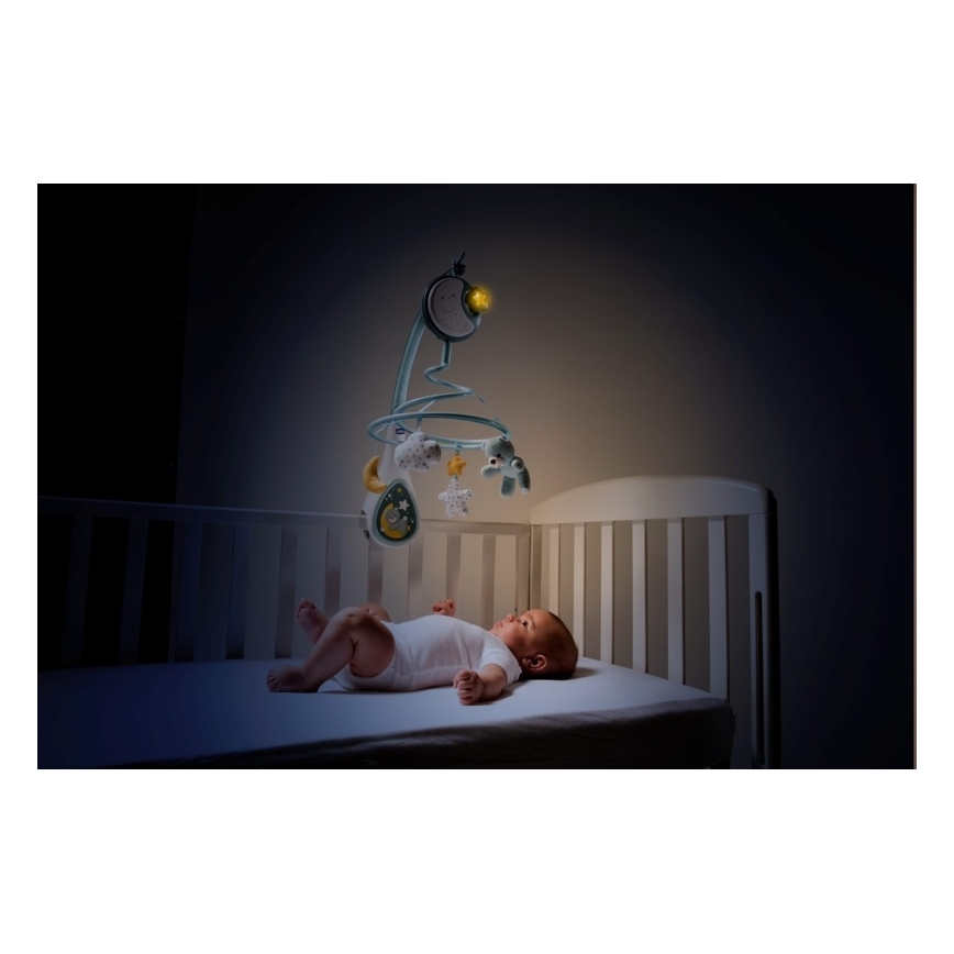 Chicco - Karuzela nad łóżeczko z muzyką 3w1 NEXT2DREAMS 3xAA niebieska