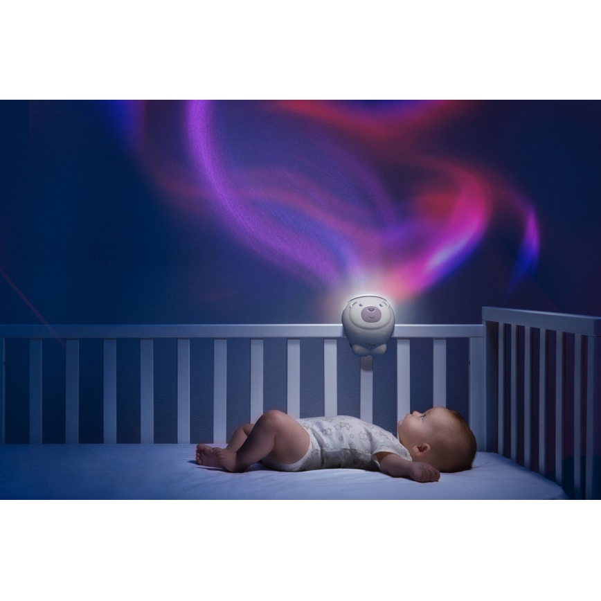 Chicco - Projektor dziecięcy 2w1 POLAR BEAR 3xAA różowy