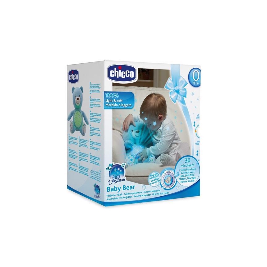 Chicco - Projektor z melodiami BABY BEAR 3xAAA niebieski