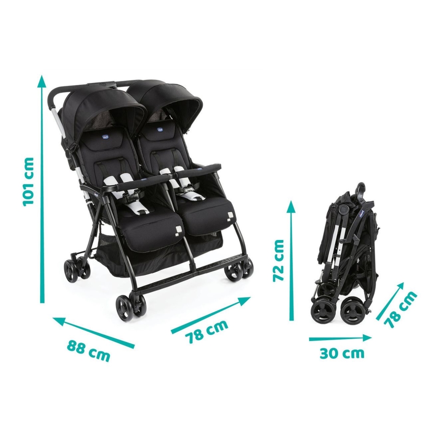 Chicco - Sportowy wózek dla bliźniąt OHLALA TWIN Black Night czarny