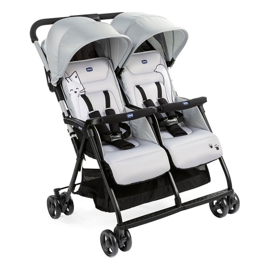 Chicco - Sportowy wózek dla bliźniąt OHLALA TWIN Silver Cat srebrny