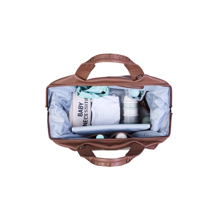 Childhome - Torba do przewijania MOMMY BAG LEATHER brązowa