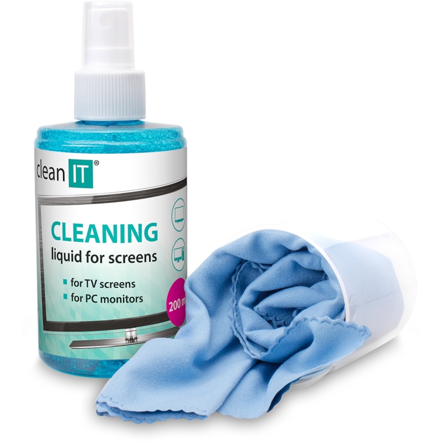 CLEAN IT CL-180 - Płyn do czyszczenia ekranów z ściereczką 200 ml