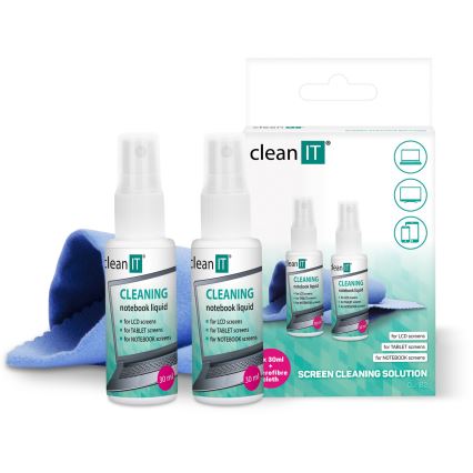 CLEAN IT CL-182 - Płyn do czyszczenia ekranu ze szmatką 2x 30 mm