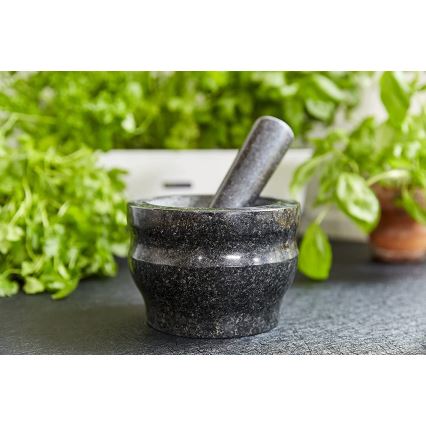 Cole&Mason - Granitowy moździerz z tłuczkiem GRANITE pr. 18 cm granit/czarny