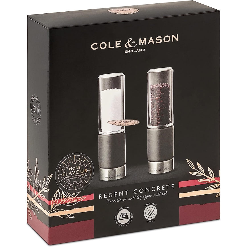 Cole&Mason - Zestaw 2 młynków do soli i pieprzu REGENT CONCRETE, betonowy, 18 cm