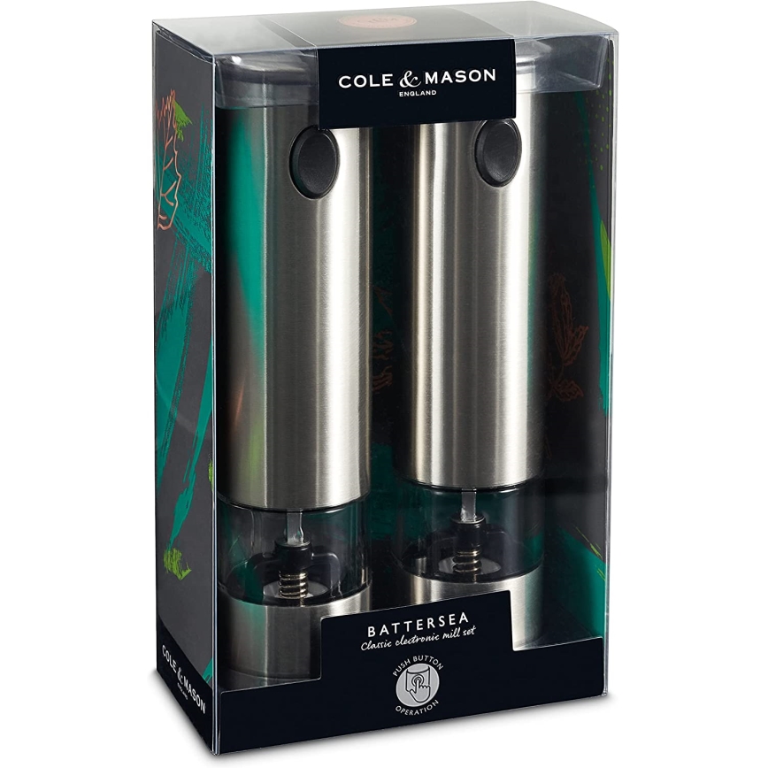 Cole&Mason - Zestaw elektrycznych młynków do przypraw BATTERSEA 2 szt. 6xAAA