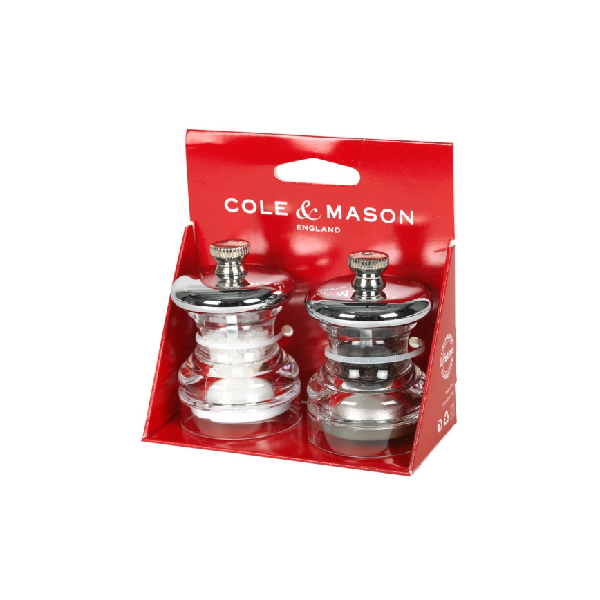 Cole&Mason - Zestaw młynków do soli i pieprzu BUTTON 2 szt. 6,5 cm