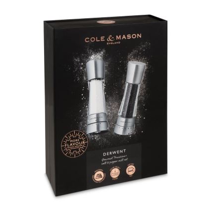 Cole&Mason - Zestaw młynków do soli i pieprzu DERWENT 2 szt. 19 cm chrom błyszczący