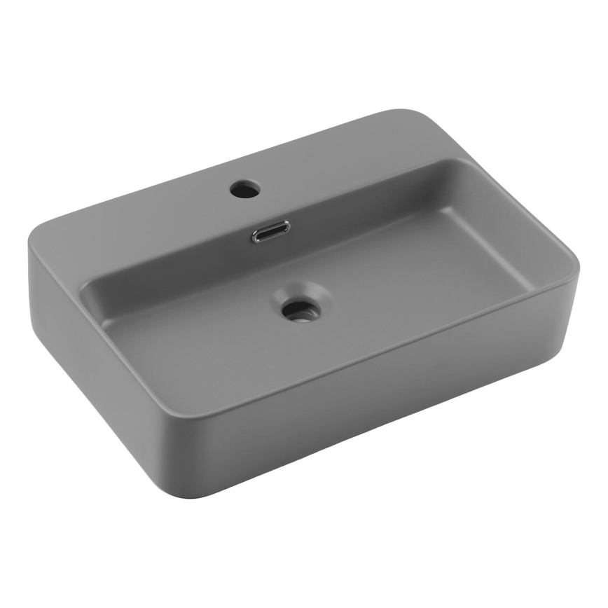 COMAD TRUST 2 MATT LIGHT GREY ( E-6282 ) - Umywalka nablatowa TRUST 55x38 cm ceramika/matowy szary