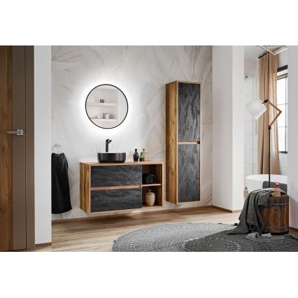 COMAD UM-6259 SIMPLE 8. - Umywalka nablatowa SIMPLE o średnicy 36 cm, ceramika/matowa biel/czarny mat