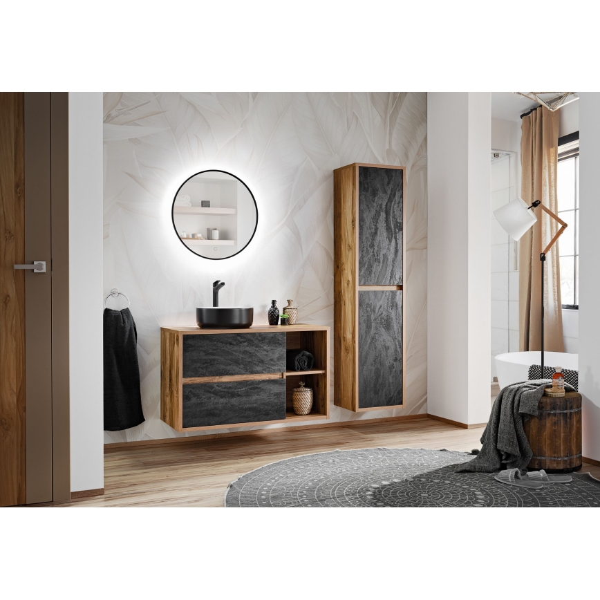 COMAD UM-6259 SIMPLE 8. - Umywalka nablatowa SIMPLE o średnicy 36 cm, ceramika/matowa biel/czarny mat