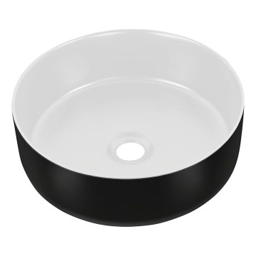 COMAD UM-6259 SIMPLE 8. - Umywalka nablatowa SIMPLE o średnicy 36 cm, ceramika/matowa biel/czarny mat