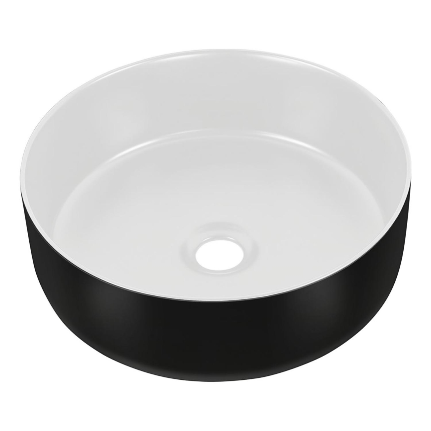 COMAD UM-6259 SIMPLE 8. - Umywalka nablatowa SIMPLE śr. 36 cm ceramika/matowy biały/matowy czarny