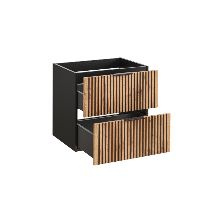 COMAD XILO BLACK WOTAN 82-60-D-2S-Szafka łazienkowa pod umywalkę XILO czarny/dąb