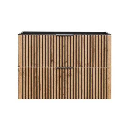 COMAD XILO BLACK WOTAN 82-80-D-2S - Szafka łazienkowa pod umywalkę XILO 57x80,2 cm czarna/dąb Wotan