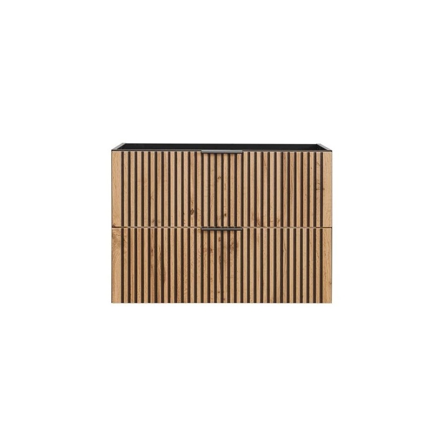 COMAD XILO BLACK WOTAN 82-80-D-2S - Szafka łazienkowa pod umywalkę XILO 57x80,2 cm czarna/dąb Wotan