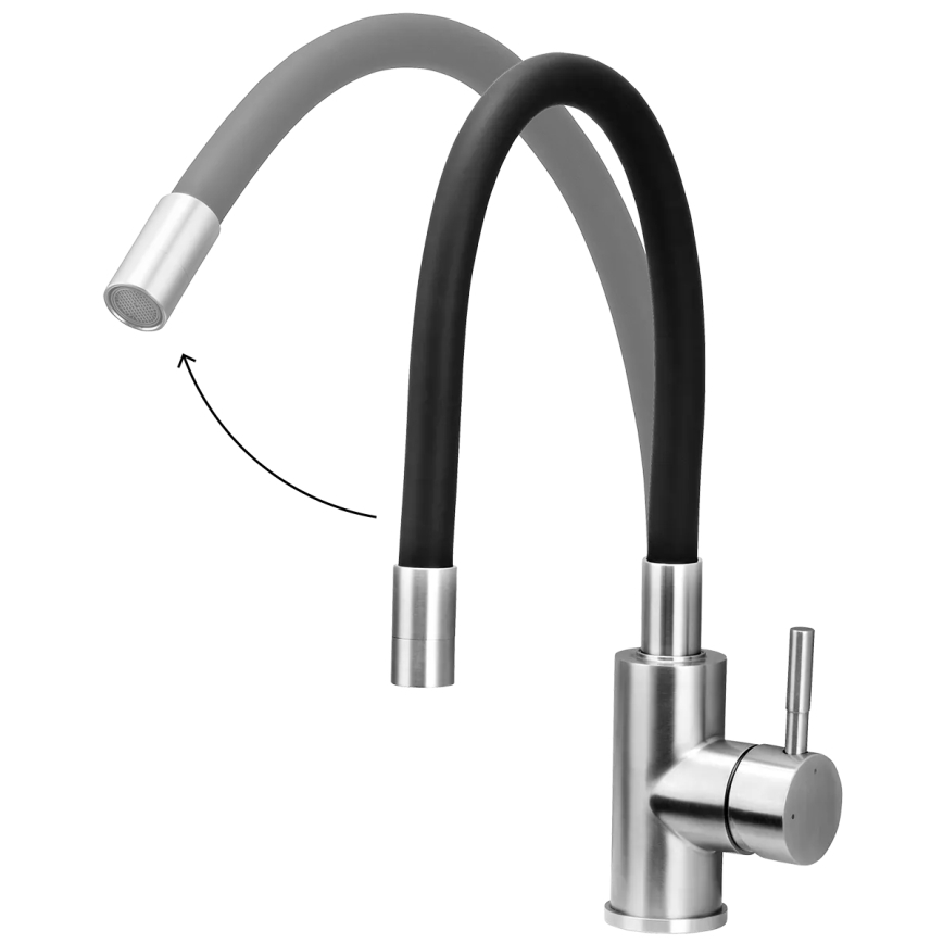 Concept BDC7138 - Bateria zlewozmywakowa z elastyczną wylewką, błyszczący chrom/czarny