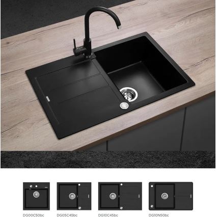 Concept BDG3334BC - Bateria zlewozmywakowa 33,5 cm granit/czarny