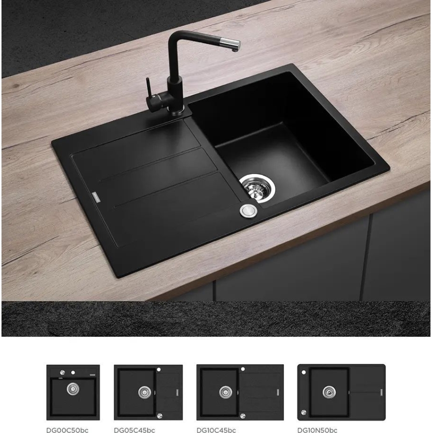 Concept BDG4327BC - Bateria zlewozmywakowa 27,3 cm granit/czarna