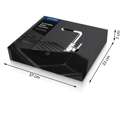 Concept BDG4527BC - Bateria zlewozmywakowa z wyciąganą wylewką prysznicową 26,9 cm granit/czarny