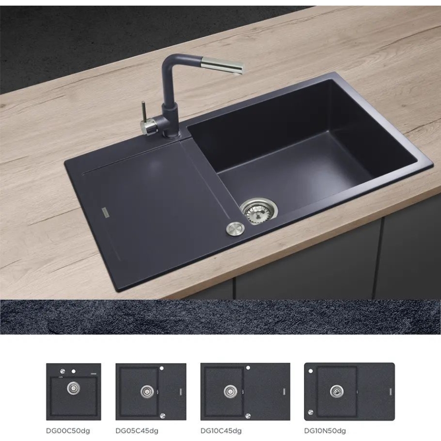 Concept BDG4527DG - Bateria kuchenna z wyciąganą wylewką prysznicową 26,9 cm, granit/ciemnoszara